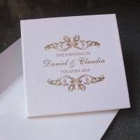 Foiling Invitation Card With Envelope Hard Cover Wedding Invitation Square Card Customized